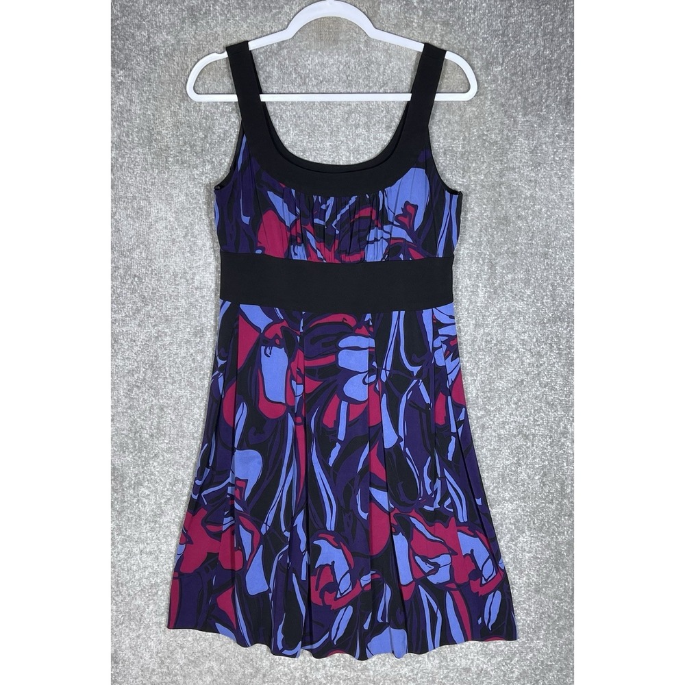 Michele Michelle Y2K Scoop Neck Empire Waist Dress Womens Size 12 Floral Stretch